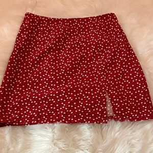 Red Heart Print Women's Skirt